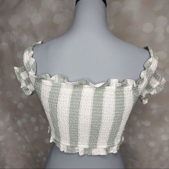 Revolve The Fifth Label Poetic Stripe Smock Top in Sage White Cap Sleeves - Picture 9 of 12